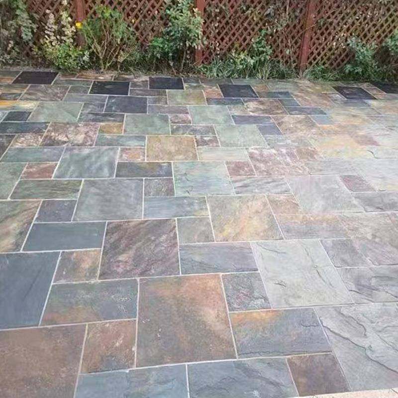 锈色青石板岩仿古文化石材户外别墅庭院花园园林耐滑锈石板铺地砖