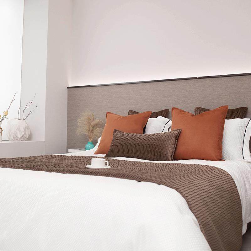 现代简约绒布打褶酒店民宿床上抱枕靠垫软装样板间客厅沙发抱枕批