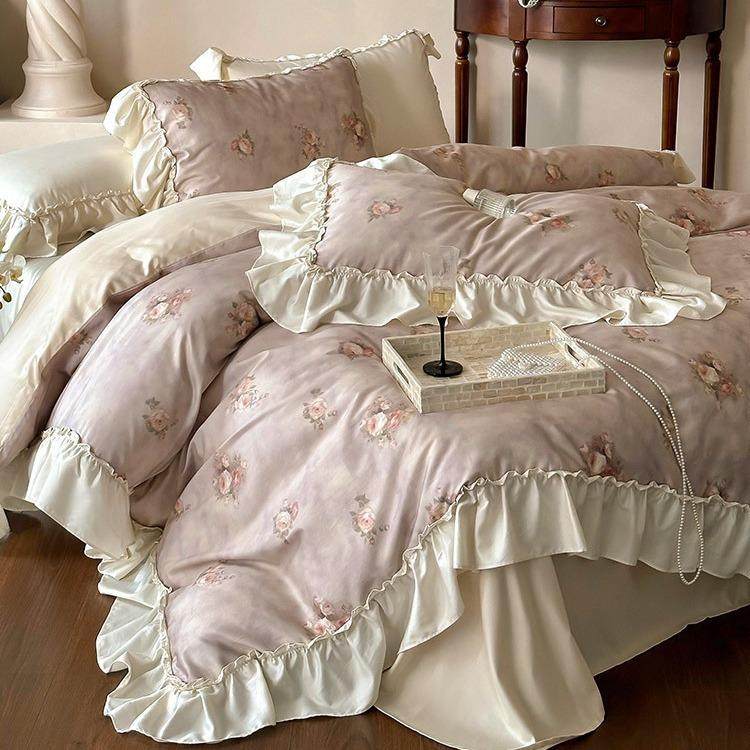 法式玫瑰数码印花100S长绒棉四件套复古风全棉荷叶边被套床上用品,鲜花速递/花卉仿真/绿植园艺,割草机/草坪机,淘宝优惠券,粉丝福利购,淘宝优惠卷