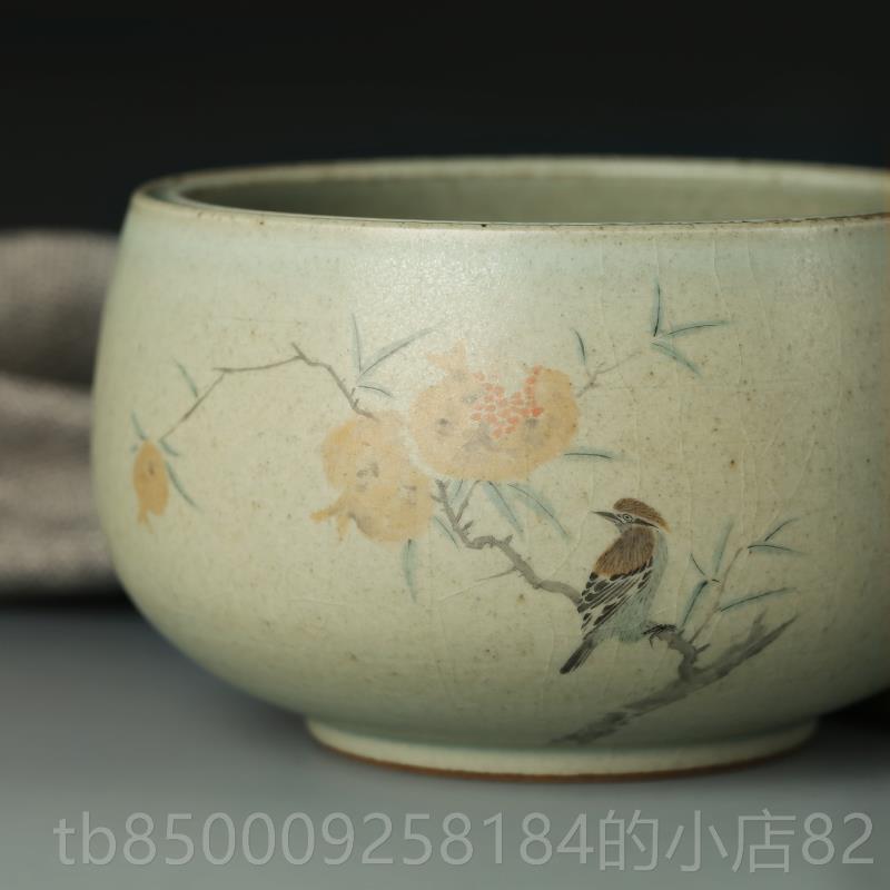 正品人手匠绘秋实图大笔洗仿瓷器摆件景德镇陶瓷中式水盂文房古笔