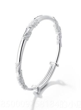 正品clec珂里连理9枝银手镯纯女款银99足银镯t子母亲节礼物实用送