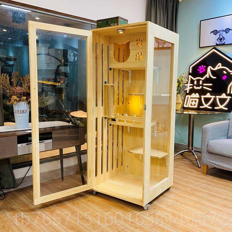 高档松木实木防水猫墅具猫窝猫舍猫展别示柜猫酒店育猫繁笼宠物笼