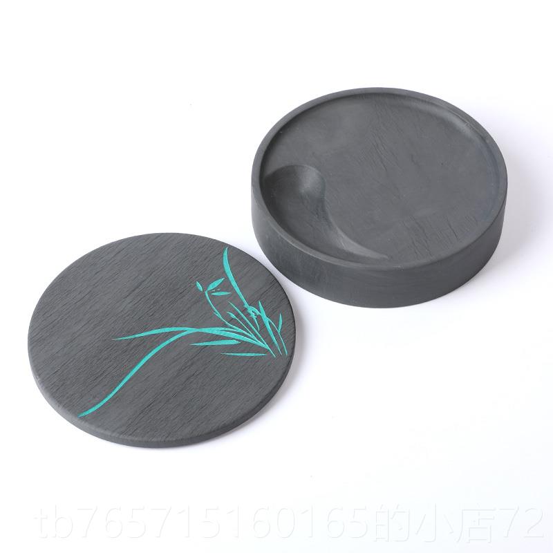 高档房长书 砚台带盖原石天然五砚寸太极安徽歙砚文四宝书法画用