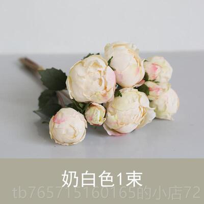 高档追花列[牡丹花]蕾烧边拟花柄花束新模娘捧花插花装饰餐厅陈花