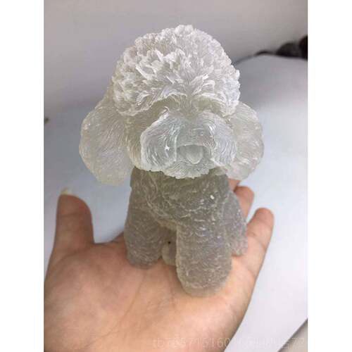 高档好泰记水晶滴胶碎石迪狗摆件水紫水晶黄晶超蓝晶粉水七晶10cm