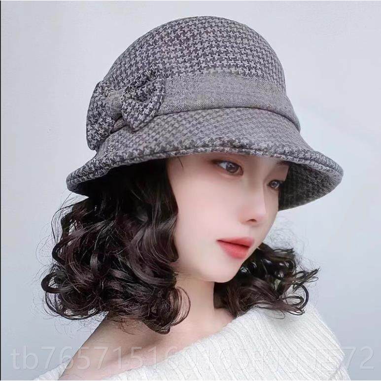 高档假子盆帽一女冬季时尚带短发头发发体礼帽冬帽天非真发妈妈中
