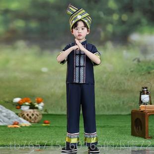 高档儿童壮彝族三三服装少数演民族男女童族哈月尼族黎族竹竿舞出