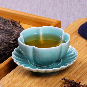 御茗青瓷功夫茶具主人杯陶瓷品茗杯哥窑冰裂杯纯手工单杯普洱茶盏