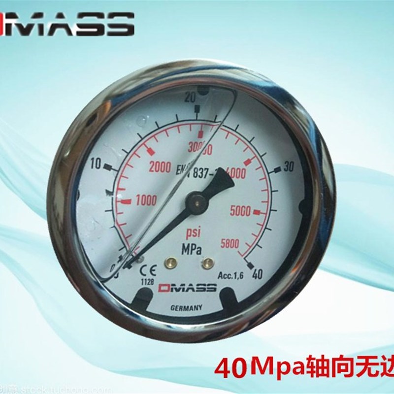 德玛仕MASS进口压力表100表面25/60/40mpa注塑压铸机油表英制G1/2
