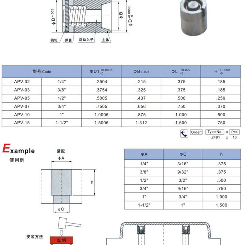 模具配件英制气顶APV-02;APV-03;APV-05;APV-07;APV-10;APV-15