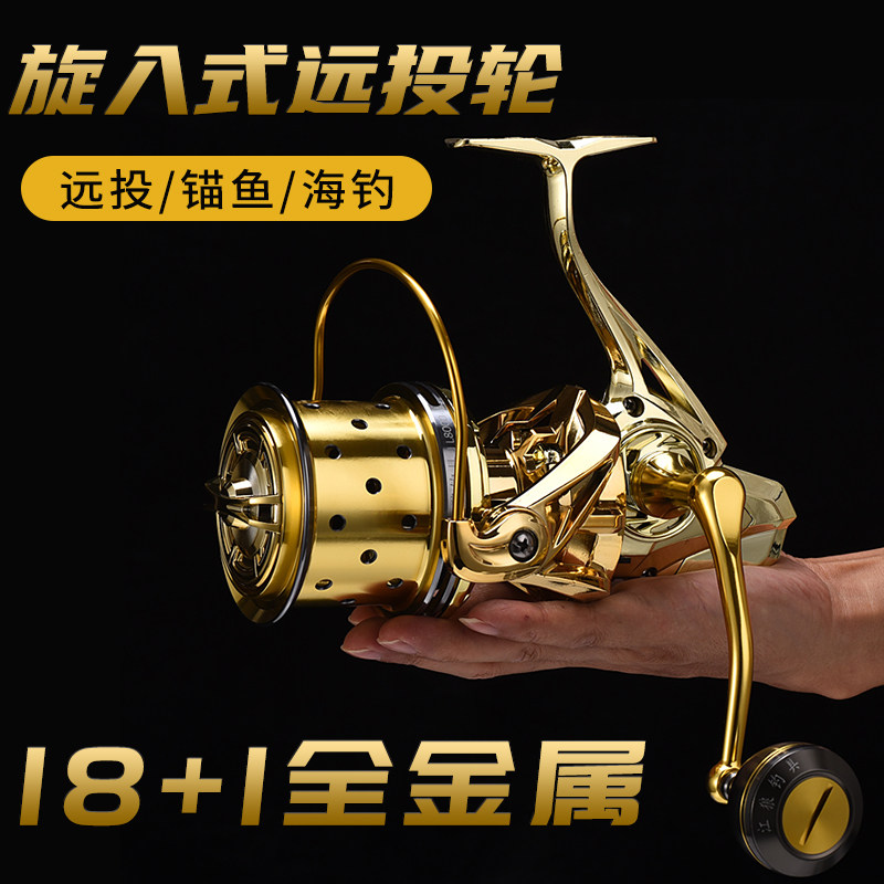 旋入式全金属远投轮防海水不锈钢轴浅线杯锚鱼轮海钓鱼轮海竿渔轮