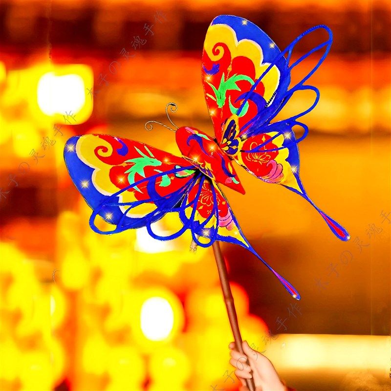 木子手作蝴蝶灯笼竹编灯笼 非遗手工diy 中秋灯笼花灯diy材料