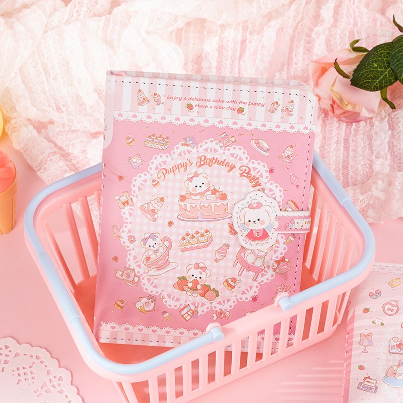 伊莎儿可爱少女心磁扣本搭扣彩页手帐本学生记事本3KK日记本