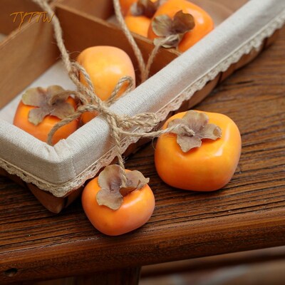 仿真柿子串门墙上挂件田园复古装饰吊挂果实秋意造景摆件家居饰