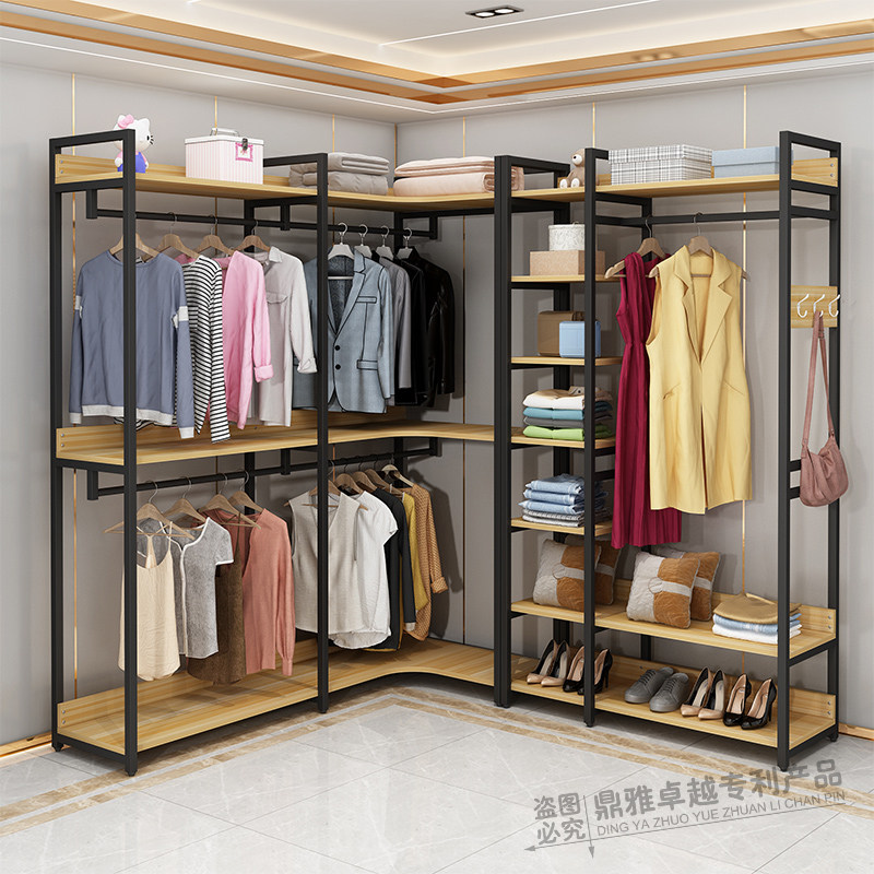 开放式衣帽间挂衣架落地卧室金属衣柜架子多功能转角衣帽架定制