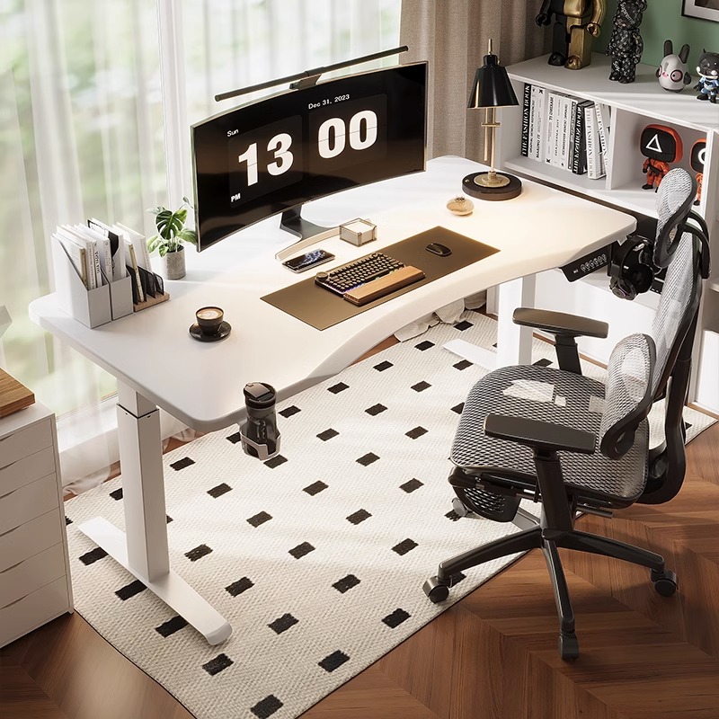 电动升降桌实木智能电脑桌电竞桌家用工作台学生学习桌子办公书桌