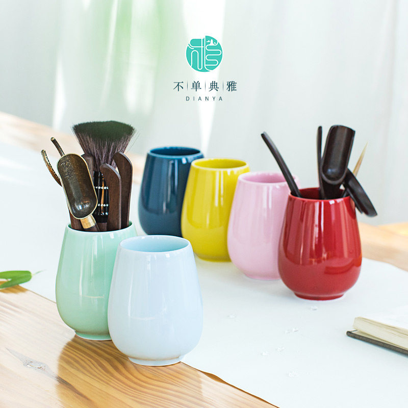 不单典雅创意彩色茶道六君子套装青瓷茶具功夫茶具配件茶艺摆件