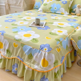 水洗棉质床单单片四季 蕾 通用棉质床单三件套裙下摆盖丑陋公主风格