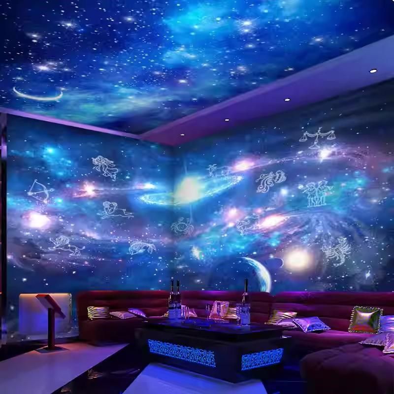 星空银河墙纸KTV背景墙天花板壁纸主题酒店梦幻星星宇宙装饰墙布