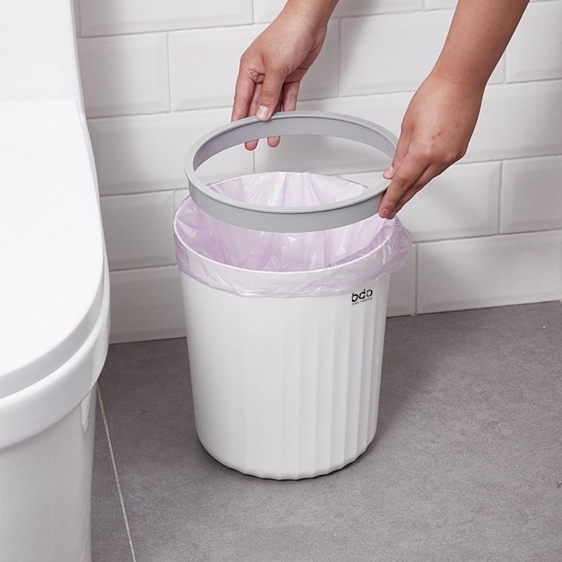 bdo海浪纹压圈垃圾桶圆形无盖客厅办公卫生间圆形压袋简约卫生桶