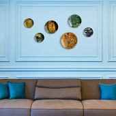 饰盘子摆件 客厅背景墙壁挂盘陶瓷装 6英寸吻与拥抱 克里姆特欧式