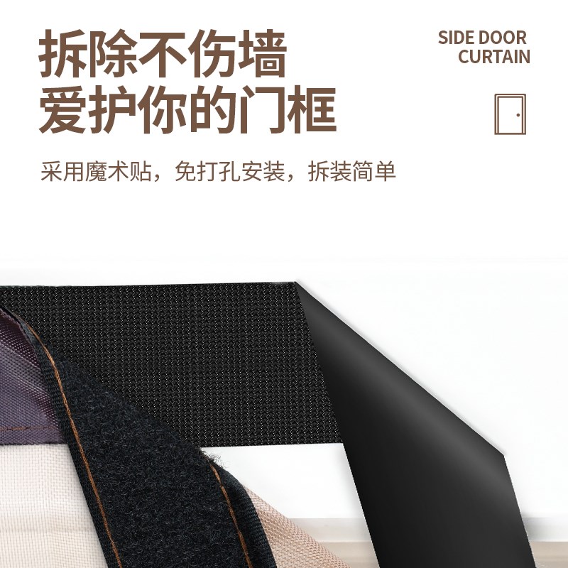 侧开金刚网防蚊门帘自吸纱帘磁性隐形纱窗帘自粘纱门磁吸条强力图片