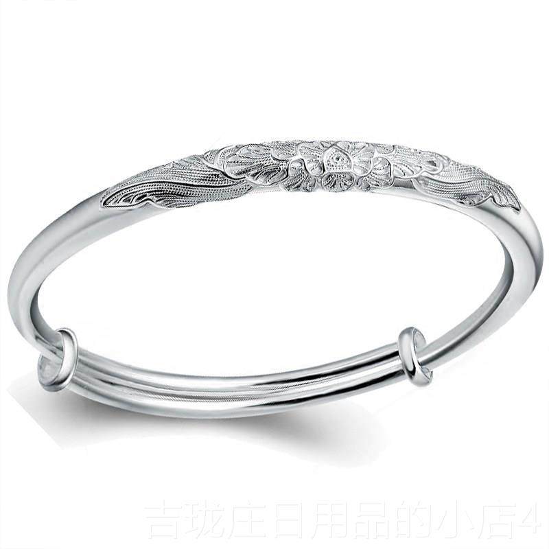 正品999银手光镯女面吟醉花花丝纯银手镯时尚简约手环纯 送女友送,饰品/流行首饰/时尚饰品新,银饰手镯,淘宝优惠券,粉丝福利购,淘宝优惠卷