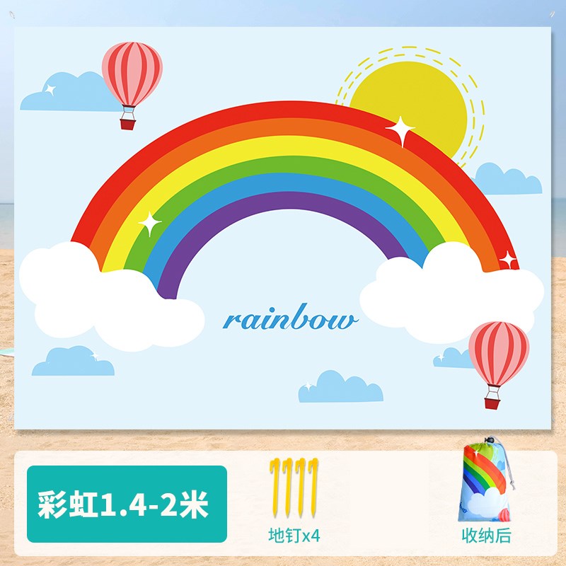 海边沙滩垫便携防沙口袋野餐垫沙滩毯海滩轻薄超大海滩垫带地钉