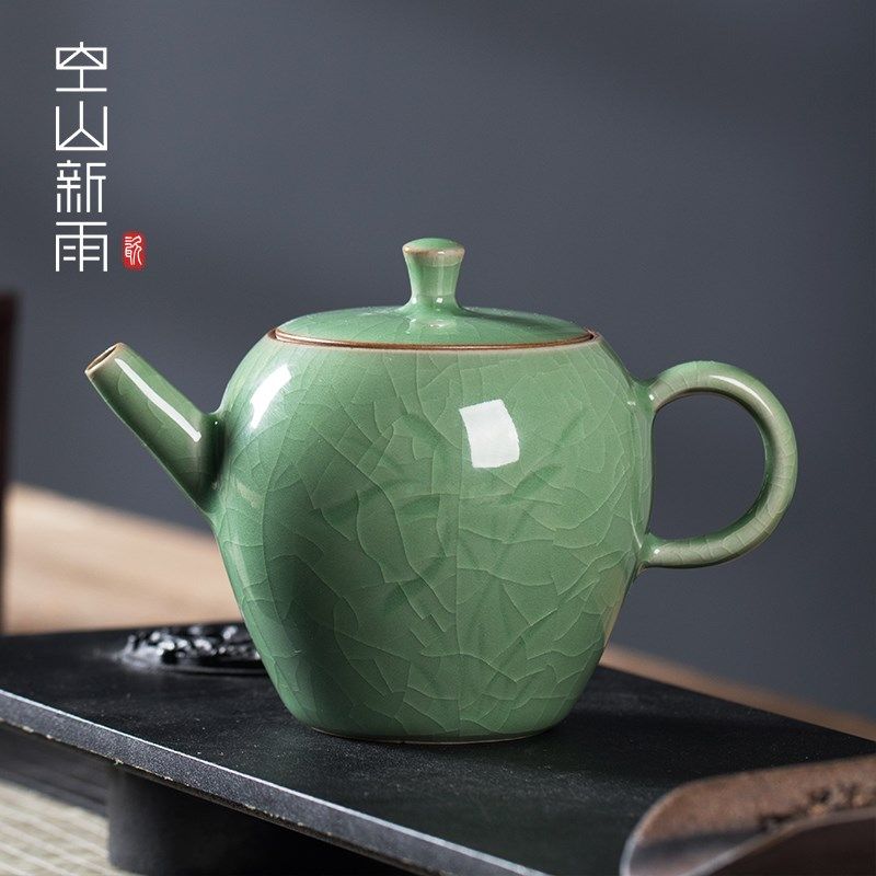 空山新雨泡茶壶单壶陶瓷家用龙泉青瓷功夫茶具高温耐热手工冲茶器