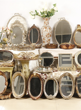 欧式复古做旧树脂浮雕镜面首饰零食托盘家居桌面台面创意装饰摆件