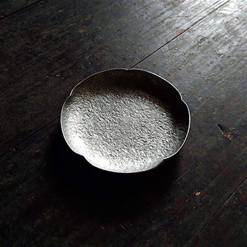 采喜堂 五瓣葵口 岩石纹纯锡茶托 人文茶道器物 杯托 壶承 急须台
