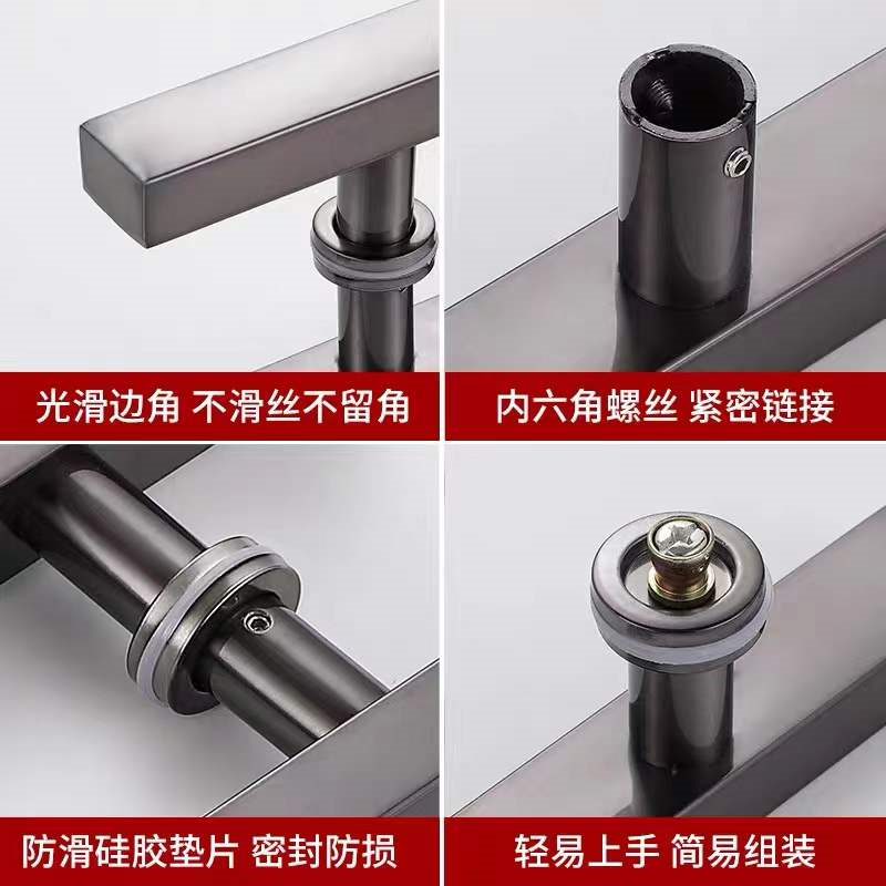 玻璃门拉手不锈钢方管无指纹玫瑰黑钛金色有框无框推拉大木门把手