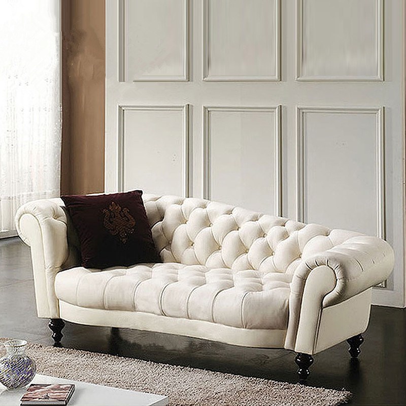 新古典现代布艺贵妃沙发躺椅美人榻别墅样板间床尾双人位拉扣沙发