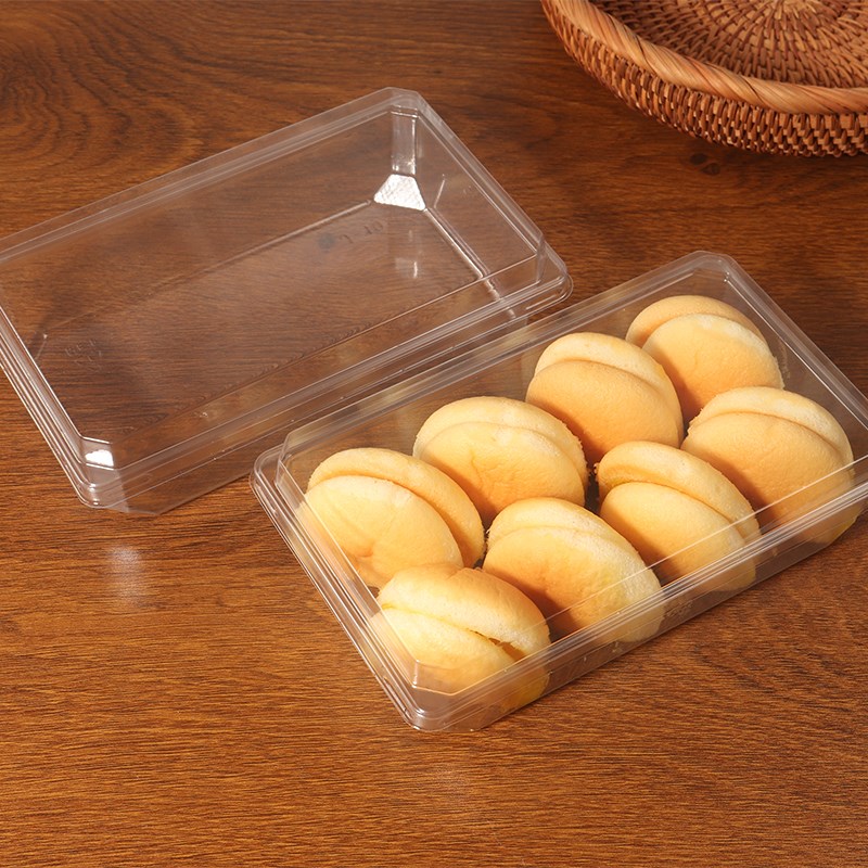 长方形透明塑料西点盒卡扣肉松小贝麻薯糕点一次性甜品烘焙包装盒