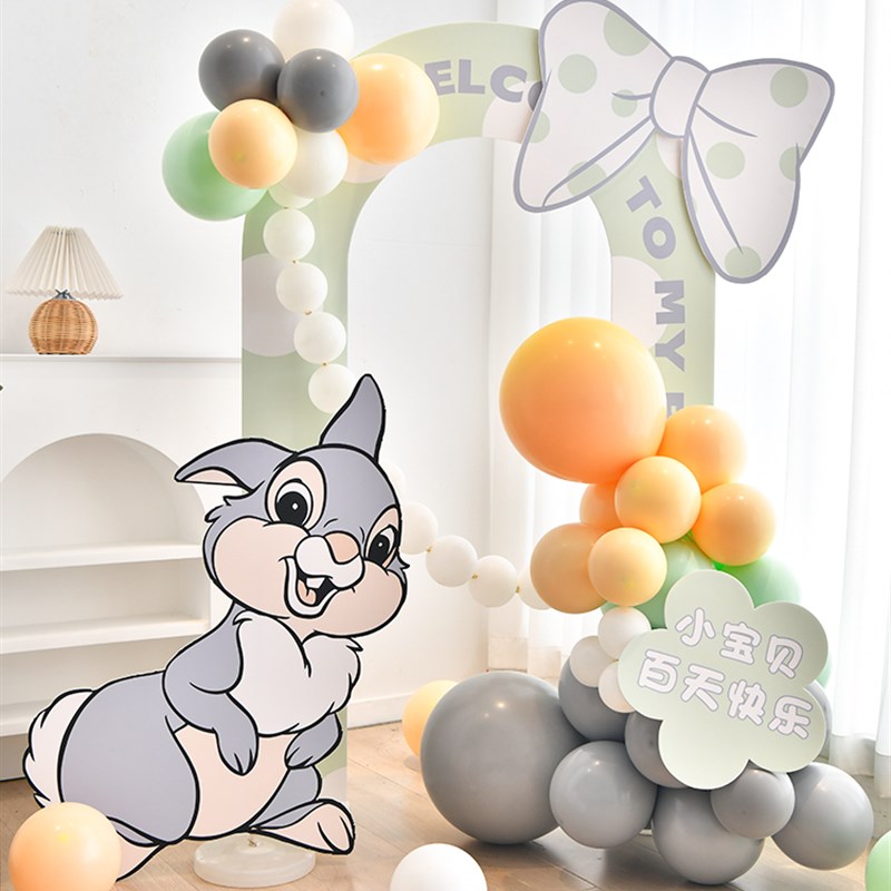 兔宝宝百天百日宴布置装饰男女孩满月仪式感kt板气球背景墙定制30
