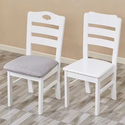 全实木餐椅家用白色餐桌椅子简约现代中式麻将木头靠背椅餐厅