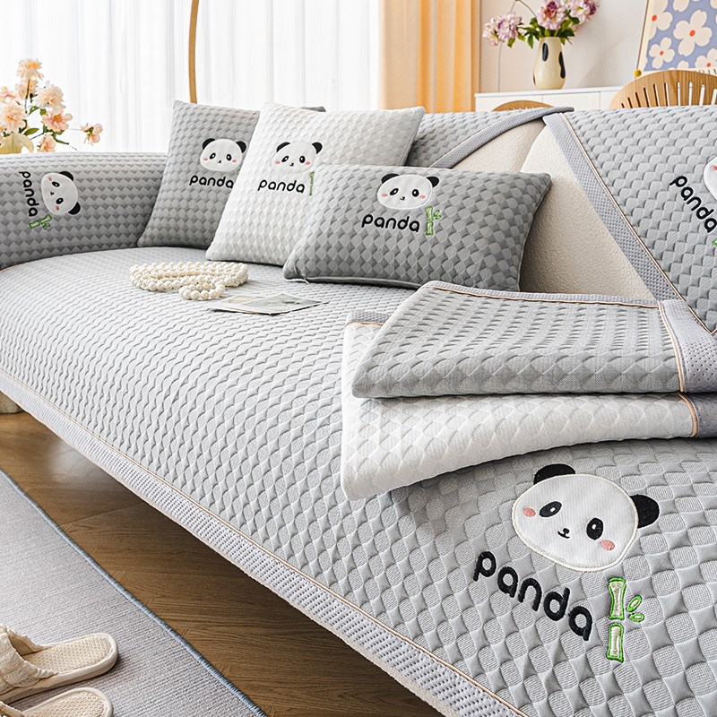 夏季冰丝沙发垫防滑凉感透气坐垫2025新款夏天凉豆豆凉席套罩盖布