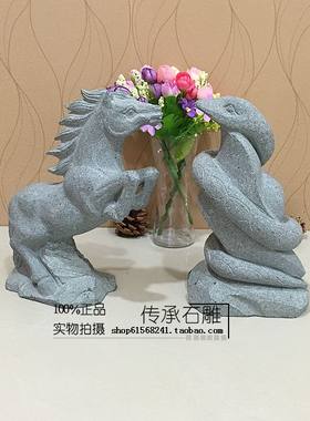 石雕12生肖摆件鼠牛虎兔龙蛇马羊猴鸡狗猪石头十二生肖工艺品摆设