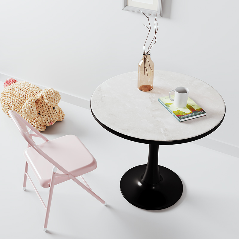 圆餐桌家用小户型休闲桌子奶茶店洽谈桌咖啡圆桌客厅白色桌椅