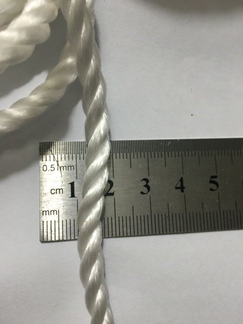 5mm三股丙纶绳三股绳尼龙绳扭绳漂白色耐劳光滑绳收口拉绳100米