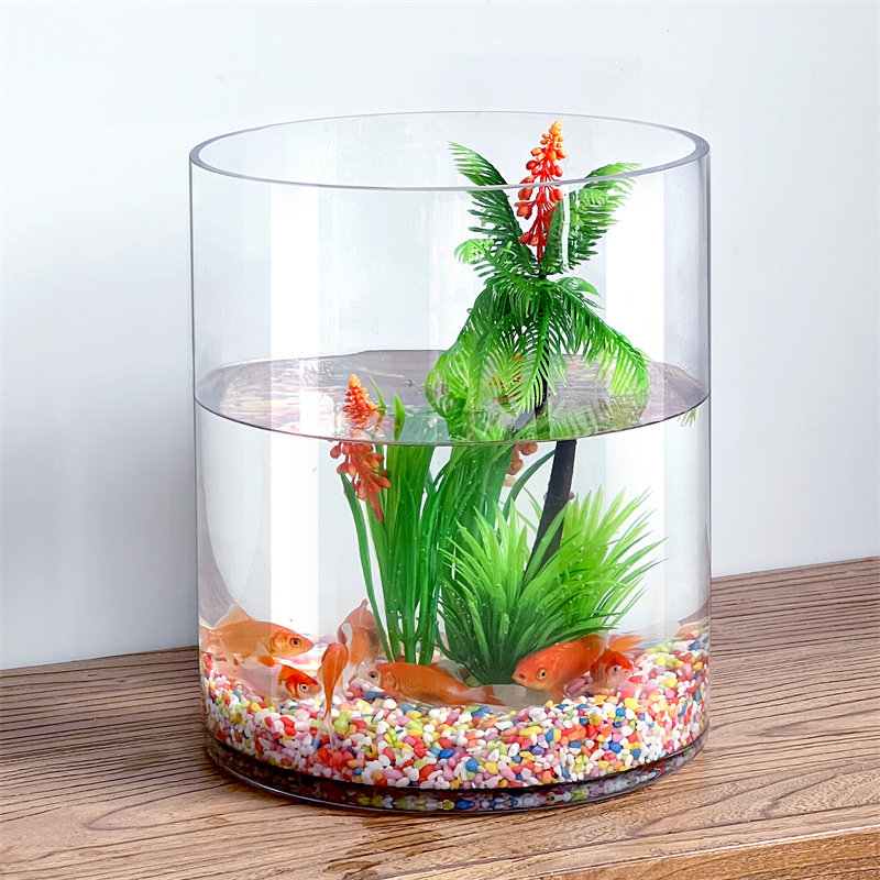 大口径玻璃鱼缸特大号3040cm圆形圆筒圆柱形大号大圆宽口敞口圆桶