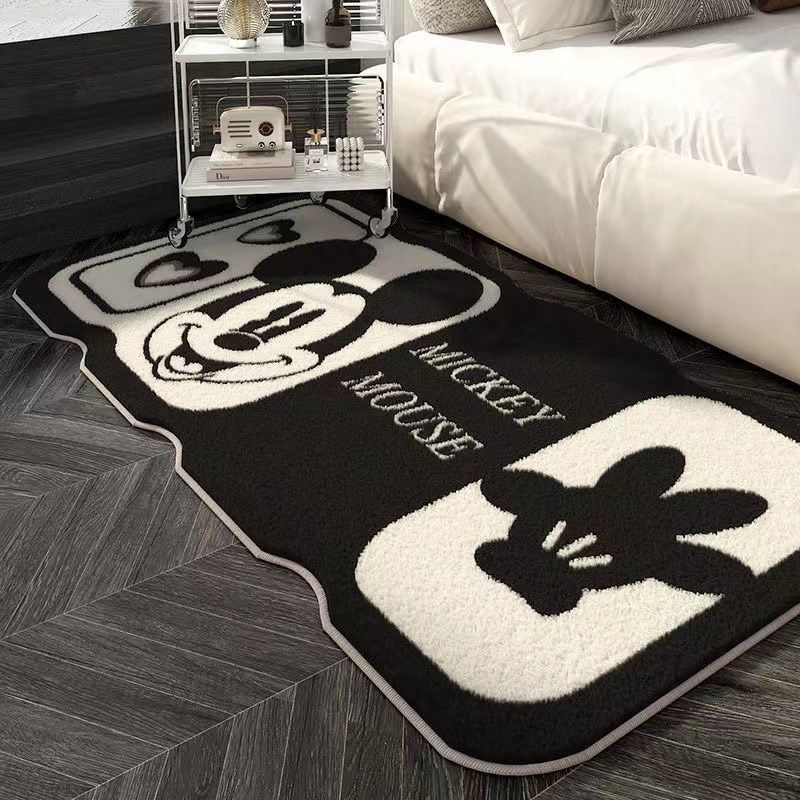 卡通黑白米奇异形四季通用卧室床边毯家用吸水防滑加厚仿羊绒地毯,居家布艺,床边毯,淘宝优惠券,粉丝福利购,淘宝优惠卷