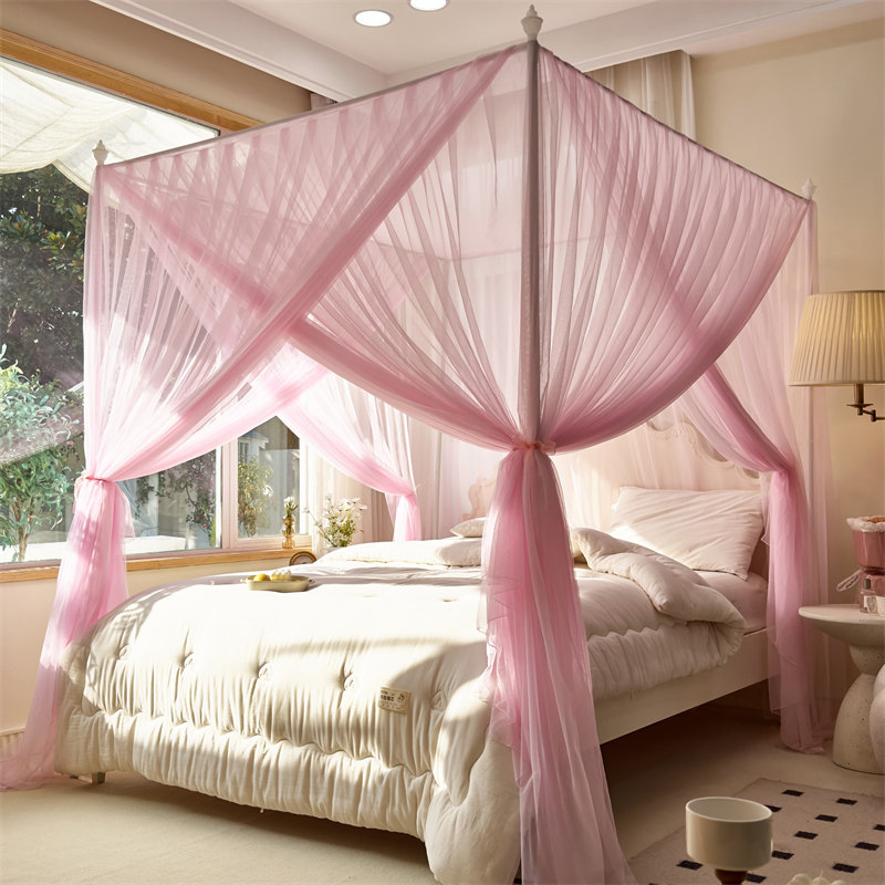 2024新款落地宫廷蚊帐家用卧室少女心双层纱加密床幔三开门防蚊尘,床上用品,蚊帐,淘宝优惠券,粉丝福利购,淘宝优惠卷