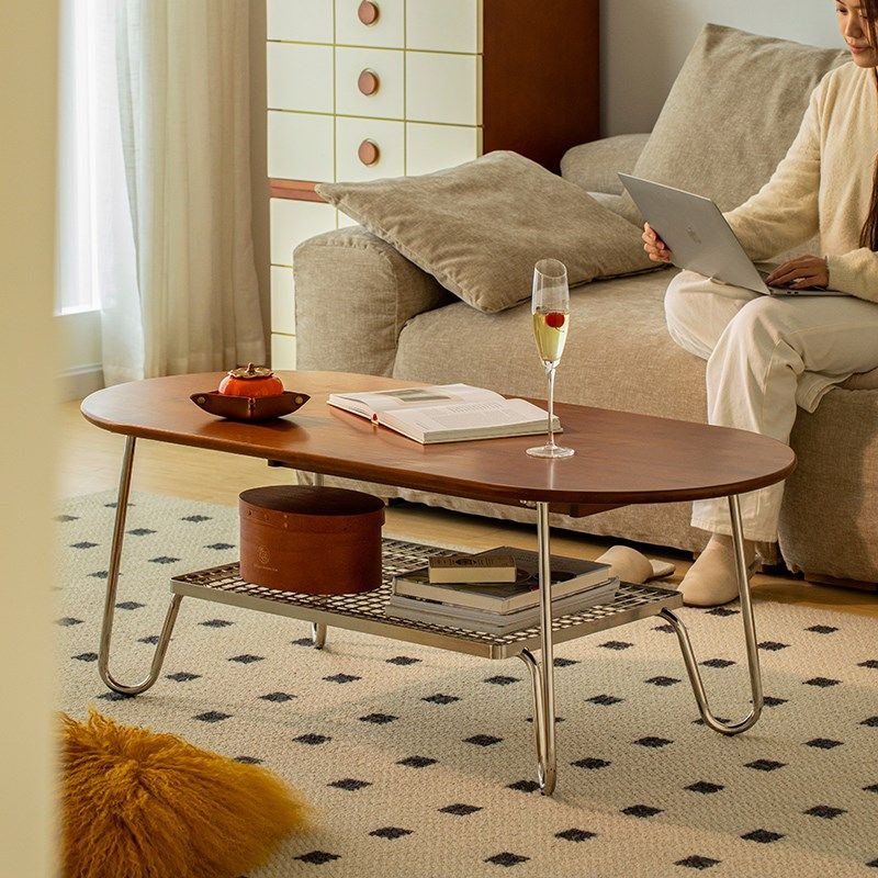 莱陌家居复古实木茶几客厅家用小户型不锈钢设计师茶桌,住宅家具,茶几,淘宝优惠券,粉丝福利购,淘宝优惠卷