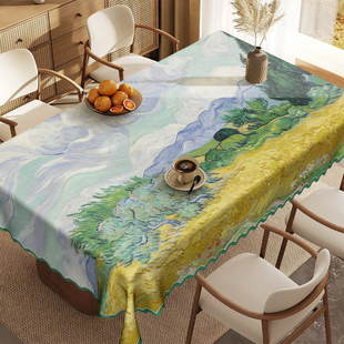 新款高级感桌布厚实棉麻布艺免洗防油防水长方形茶几办公桌餐桌