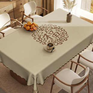 2026新款中式高端防油防水轻奢高级感棉麻布艺长方形餐桌布茶几