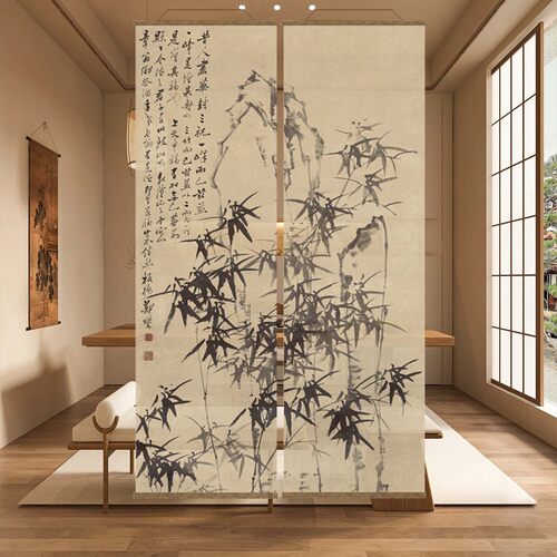 新中式禅意玄关隔断挂帘