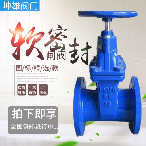 Z45X-16Q暗杆铸铁弹性座封法兰软密封闸阀DN50 65 80 100 125 150
