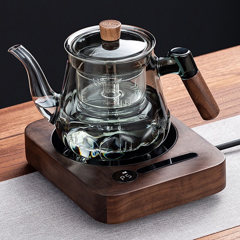 玻璃蒸煮一体煮茶壶电陶炉套装烧水泡茶养生办公室小型实木煮茶器