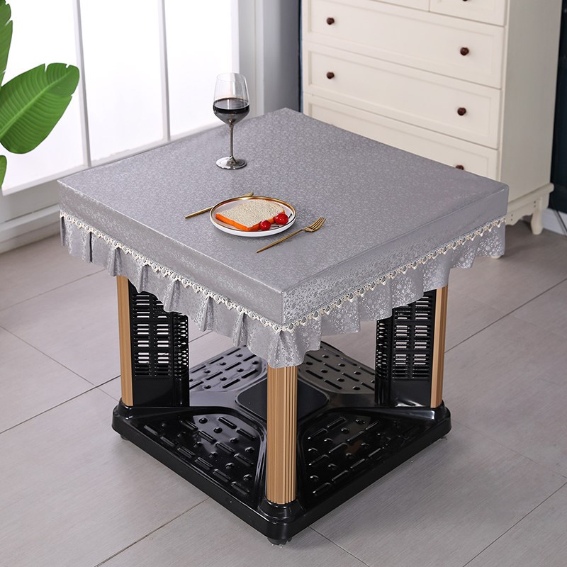正方形餐桌布罩防水防油免洗取暖桌罩电炉罩家用烤火桌皮罩